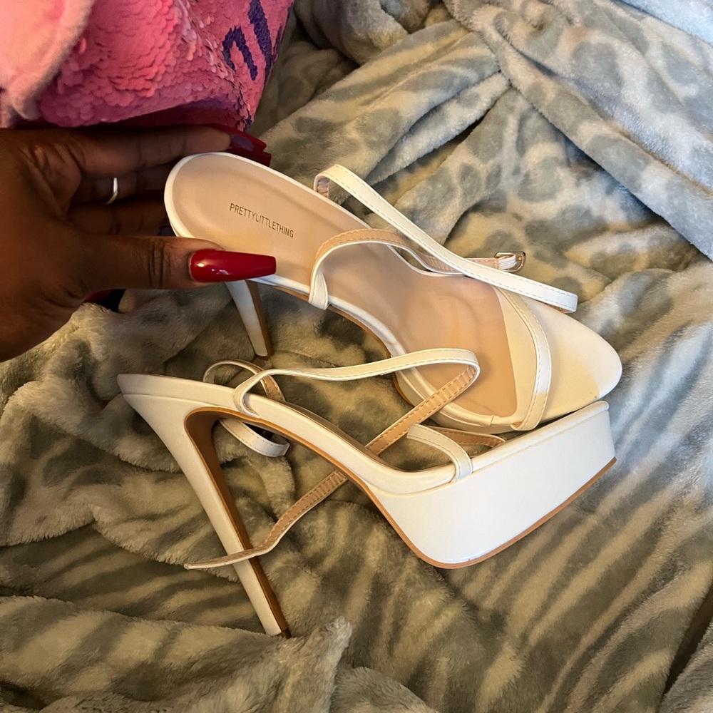 NIB white pretty little things heels